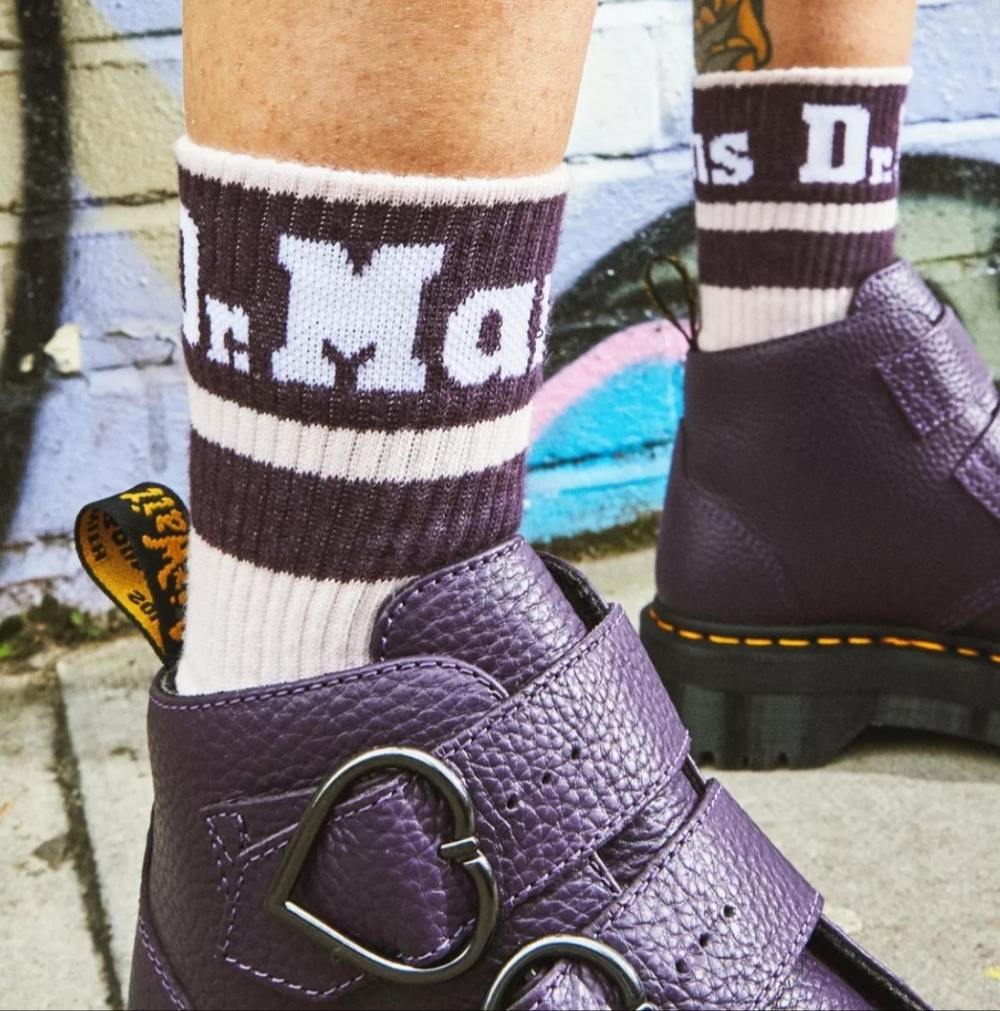 NWT Unisex Dr. Martens Athletic Logo Pink and Brown Socks